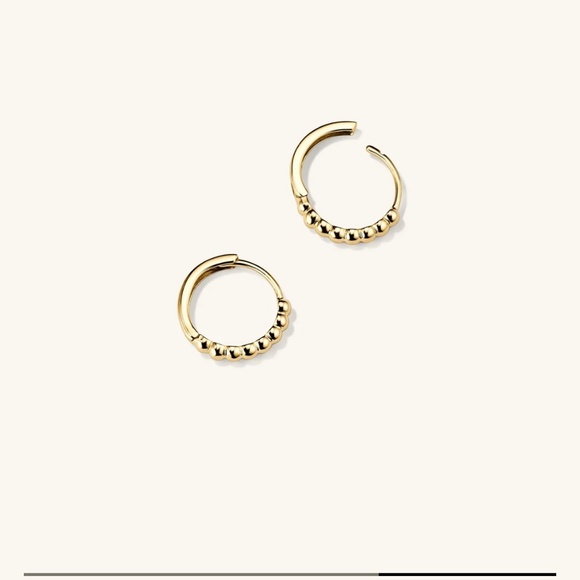 MEJURI - 14k Yellow Gold Beaded Huggie Hoops (Retails at $285 CAD tax included) - Picture 3 of 5